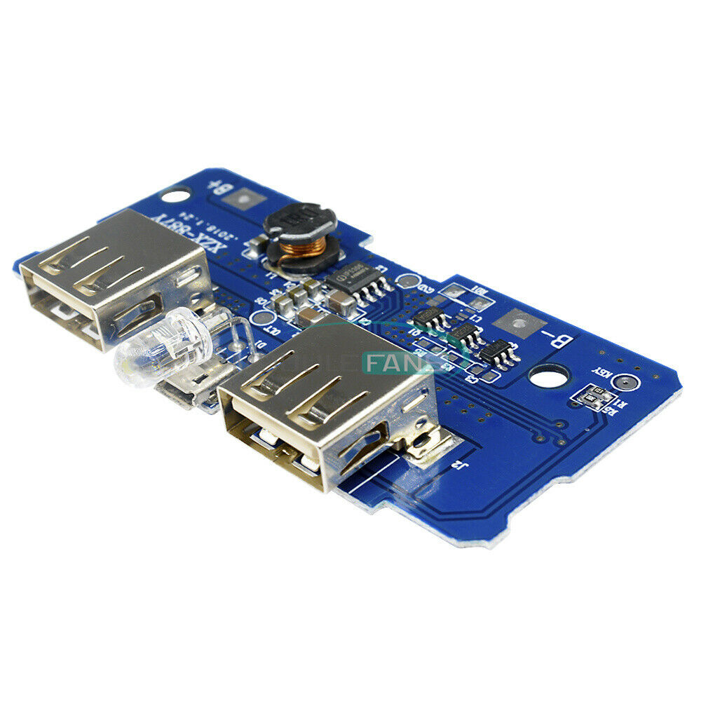 Dual USB 5V 2A Power Bank Mobile Charger Board Step-Up Module Indicator Light