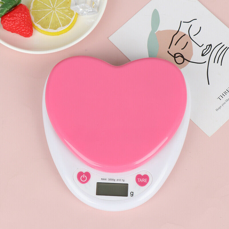 Digital Kitchen Scale LCD Monitor Auto Zero Auto Poweroff Solid Heart Shape BDA