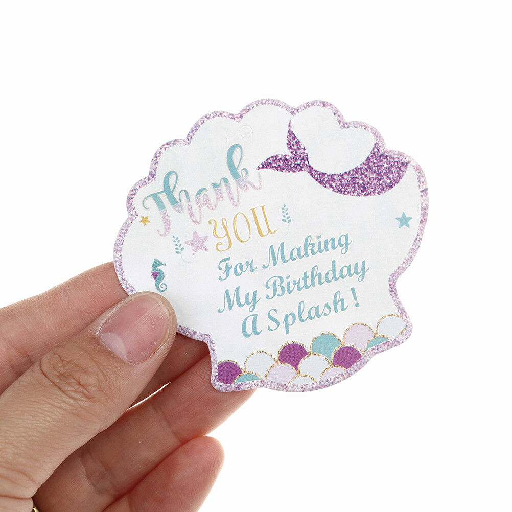 24pcs Thank You Tags Mermaid Shell Tags with String Gift Box Packaging Lab.l8