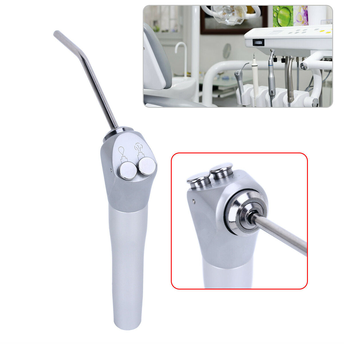 5PCS Dental Air Water 3 Way Syringe Straight Air Water + 10 PCS Nozzles Tips