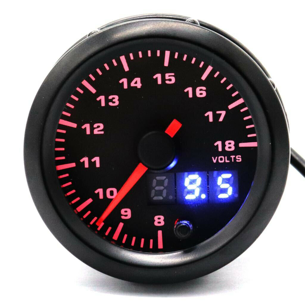 8-18V Boat Marine Truck Voltmeter 7 Color LED Volt Meter Gauge Black Bezel