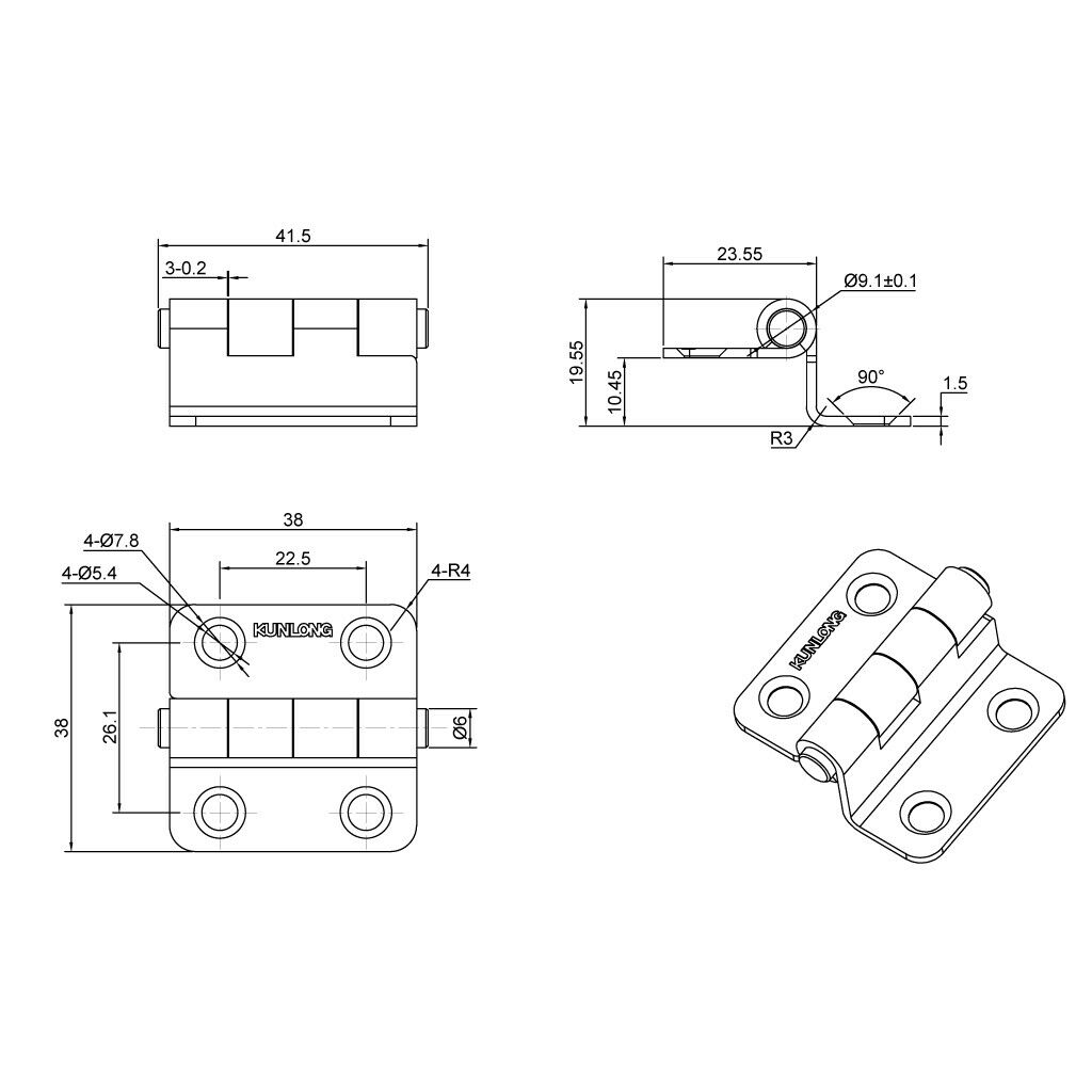 38 x 38 mm stainless steel hinge boat cabin door hinge cabin door hatch