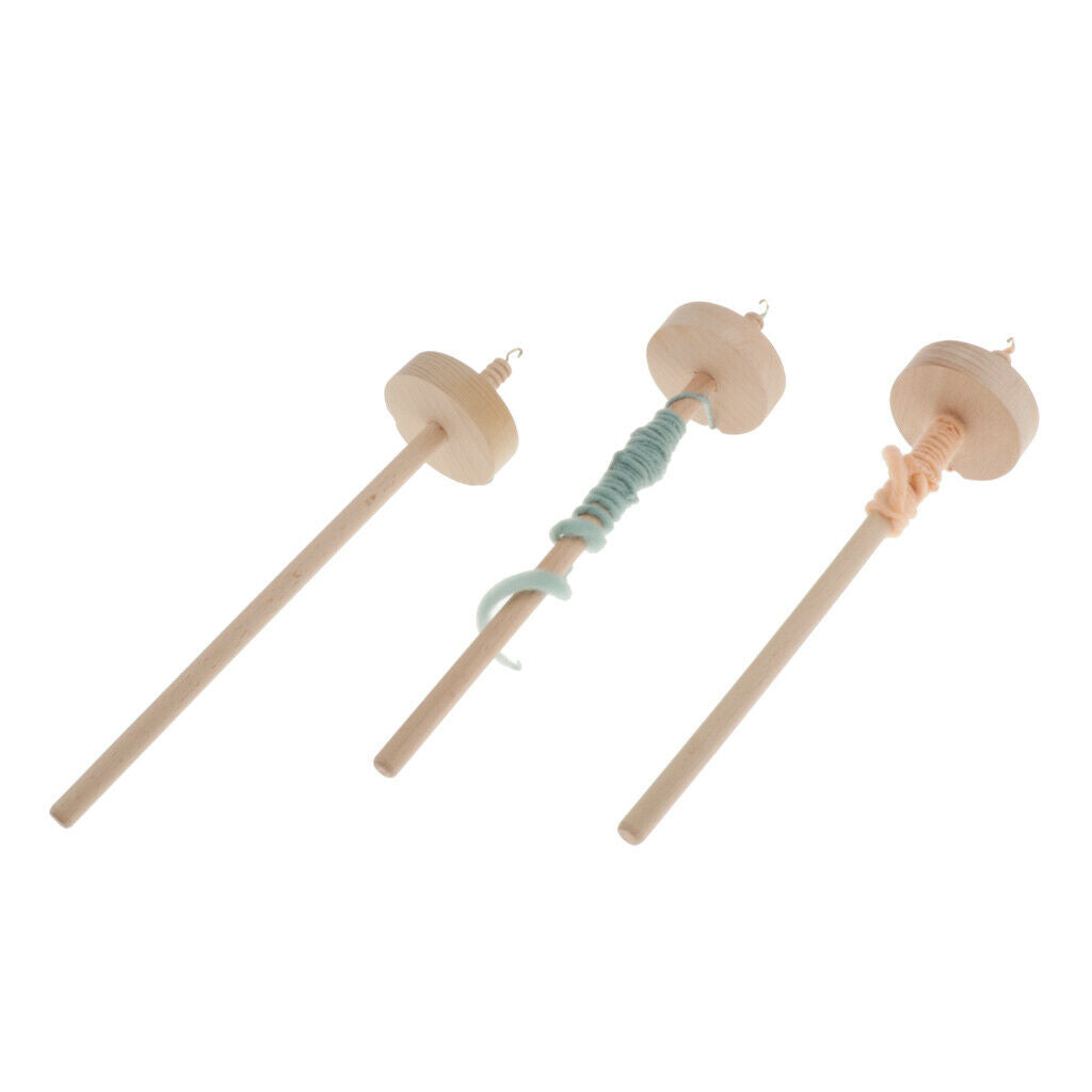 Classic Wood Drop Spindle Spinning Kit Top Whorl Spin Tool Crafting Supply