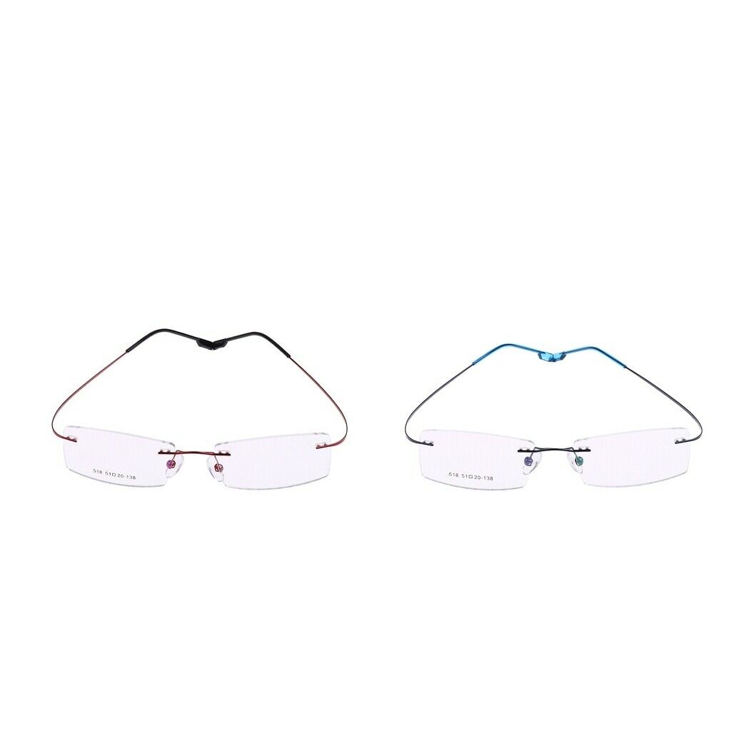 2 Pairs Metal Eyewear Half Rim Spectacles Rimless Reading Glasses Frameless