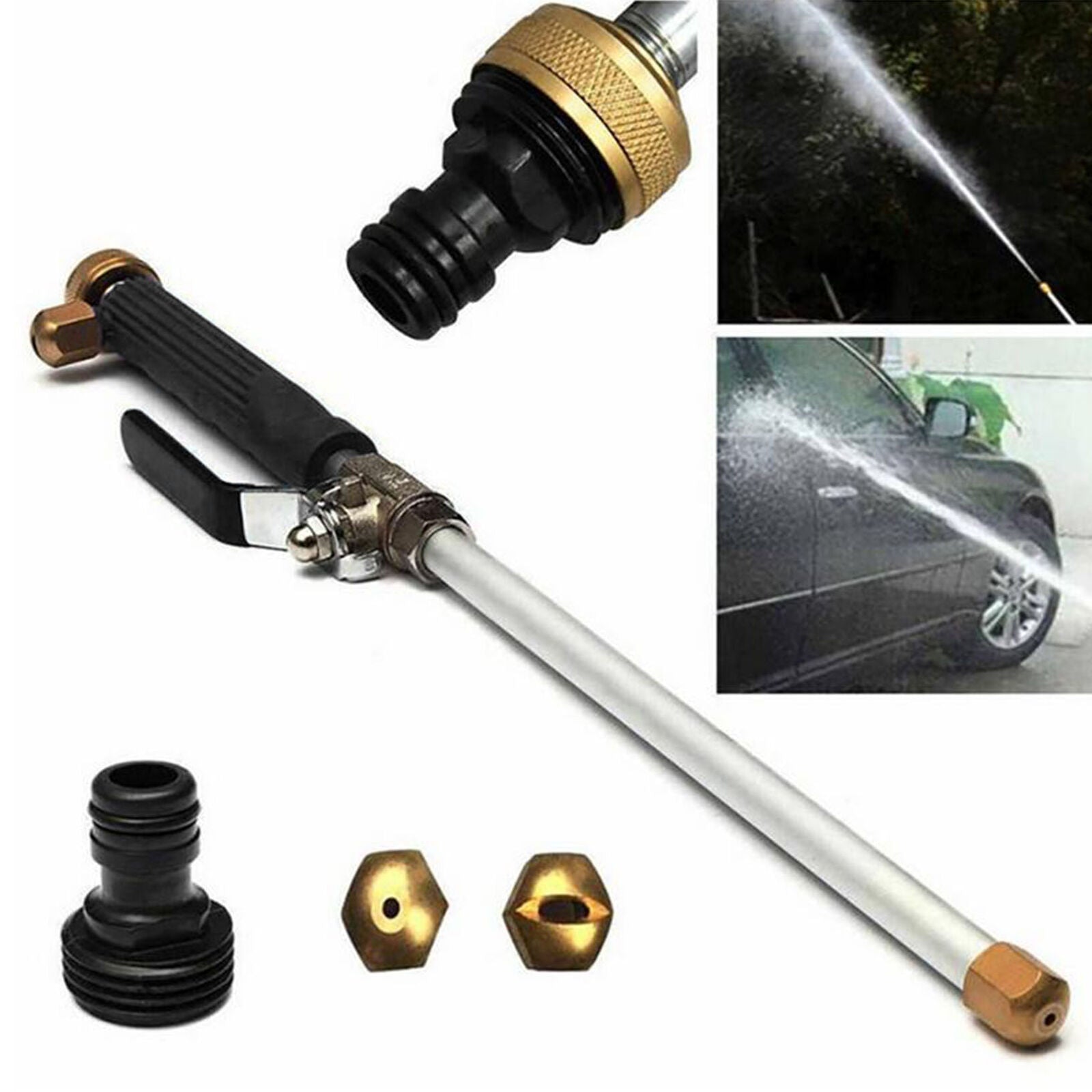 High Pressure Water Spray Gun Brass Nozzle Garden Hose Pipe Car Wash Washing