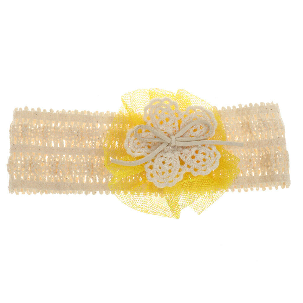 Cute Lace Flower Kids Baby Girl Toddler Headband Hair Band Headwear Yellow