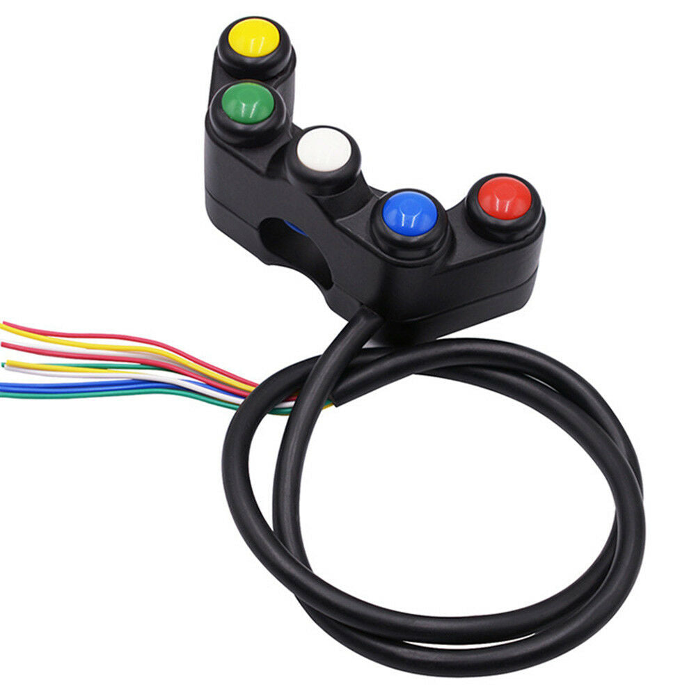 5 Button Universal Motorbike Quad ATV Switch Unit 22mm Handlebar Lights Horn