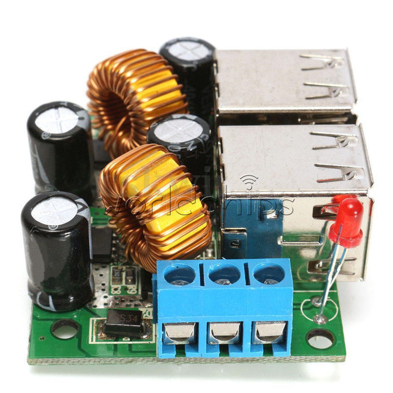 DC 12V 24V 40V to 5V 5A Converter 4-USB Port Step-down Power Supply Buck Module