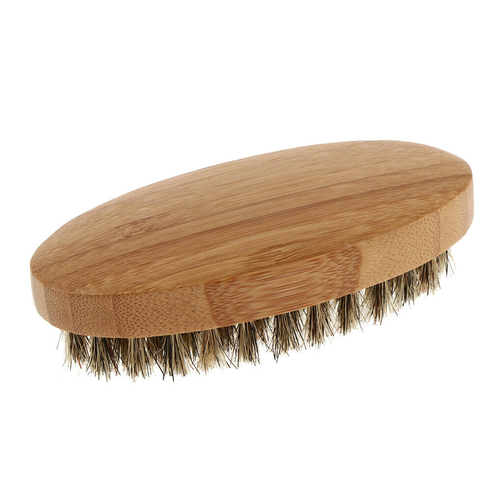 Pro Salon Barber Beard Mustache Oval Military Grooming Wooden Brush for Men