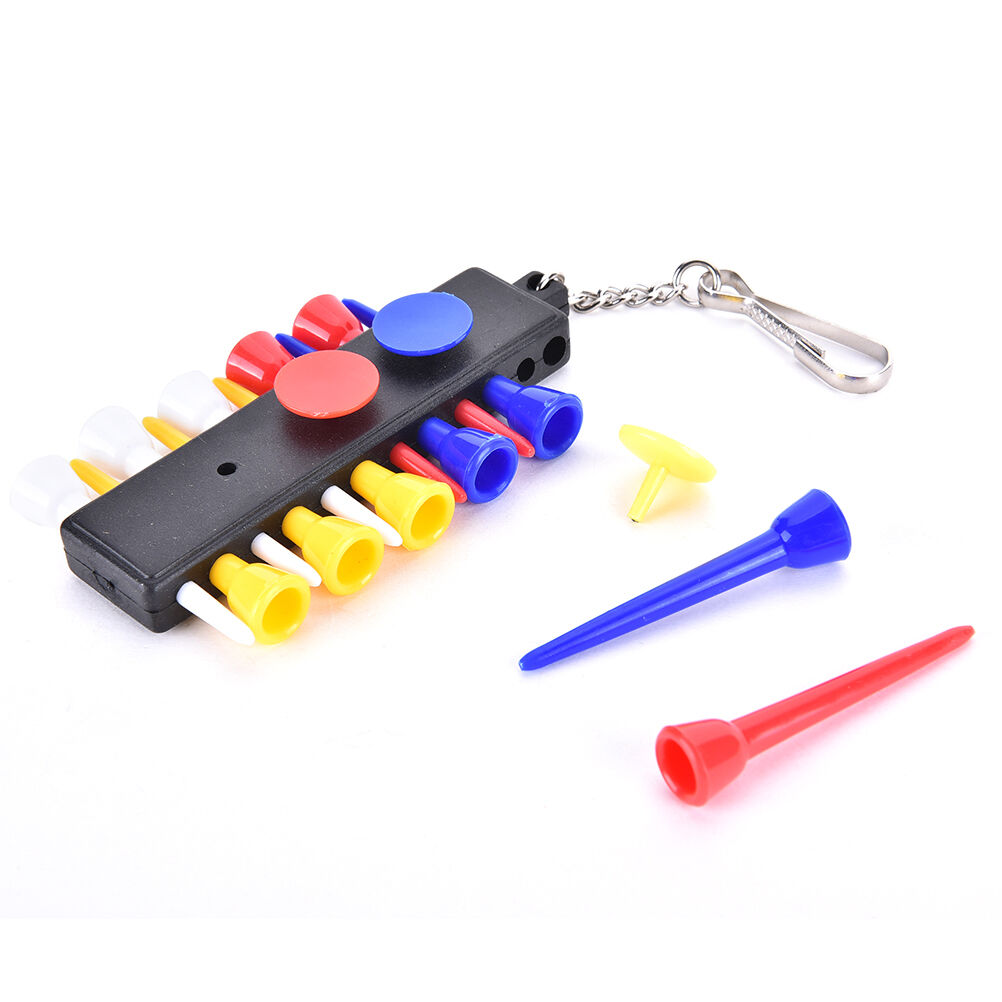 1x Golf Tee Holder Carrier with 12 plastic  Tees w 3 Ball Markers W 1KeyC.l8