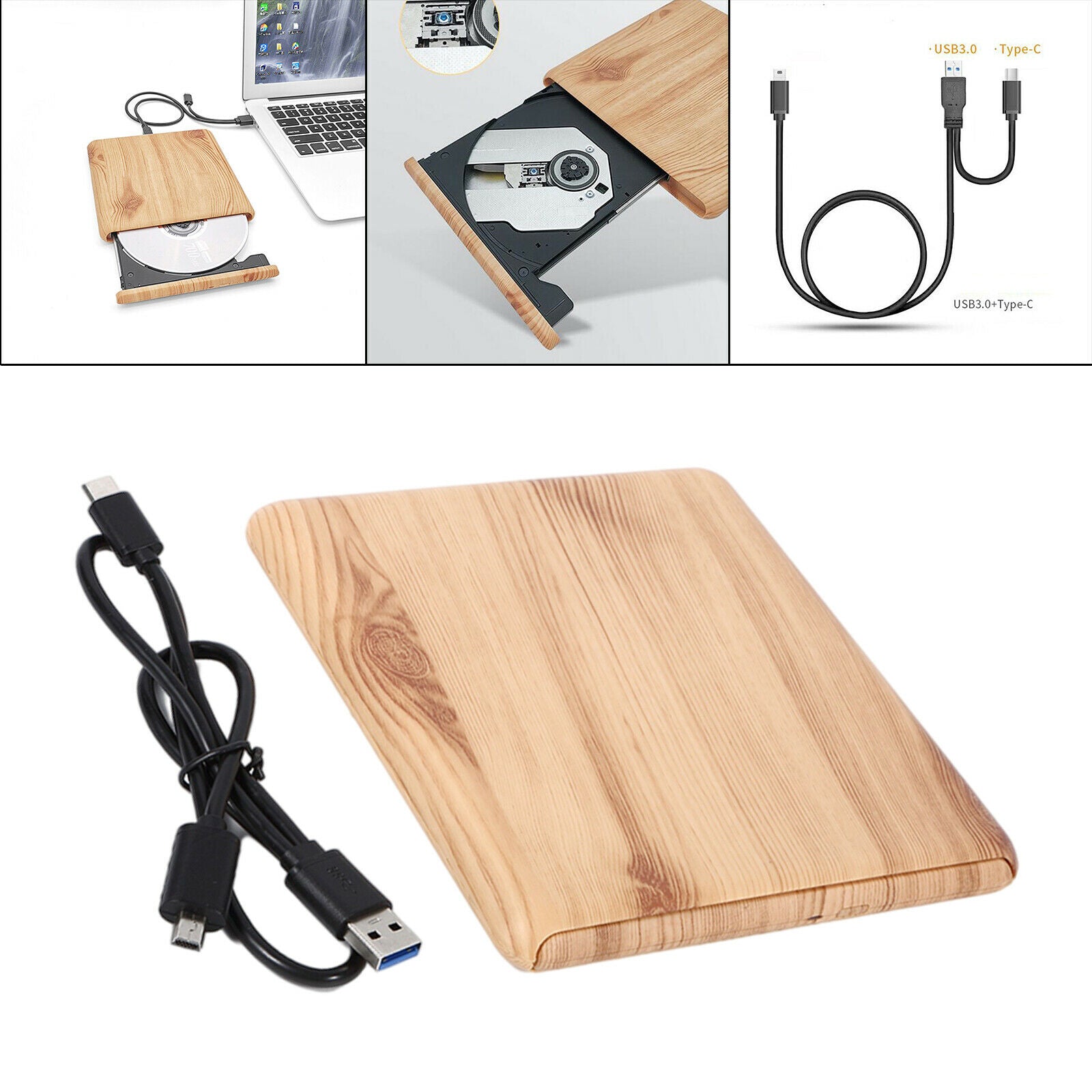 USB 3.0 Type-C CD DVD Drive Burner Writer Reader for Laptop Desktop Notebook