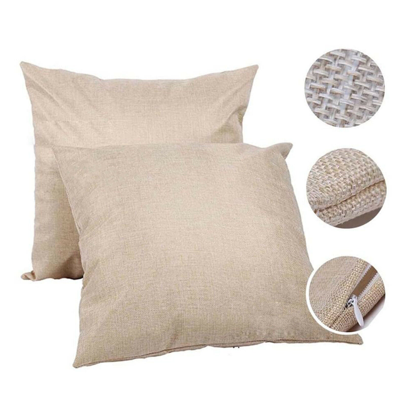 2x 16x16" Linen Sublimation Pillow Cases DIY Sofa with Invisible Zippers