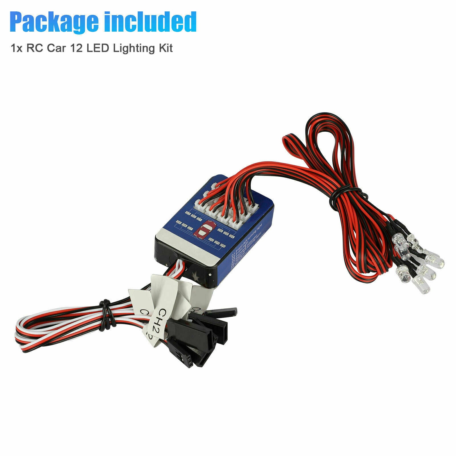 12 LED Lighting Kit Steering Brake Simulation Flash Light for 1/10 Tamiya HSP