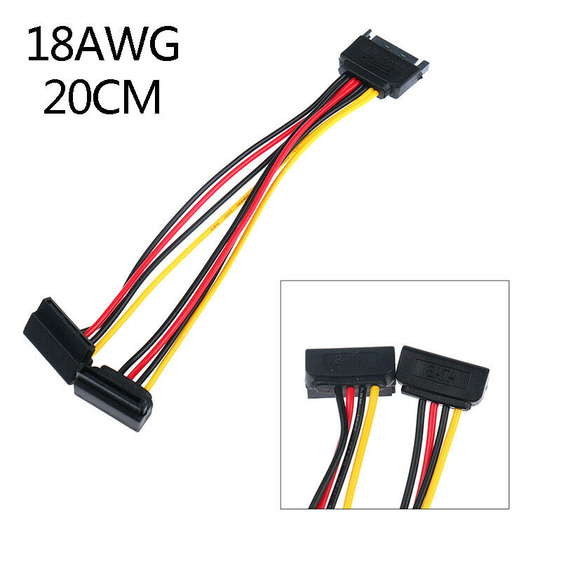 15Pin Male to 2 x 15Pin Female Adapter Sata Power Cable 90 Degree For H.l8