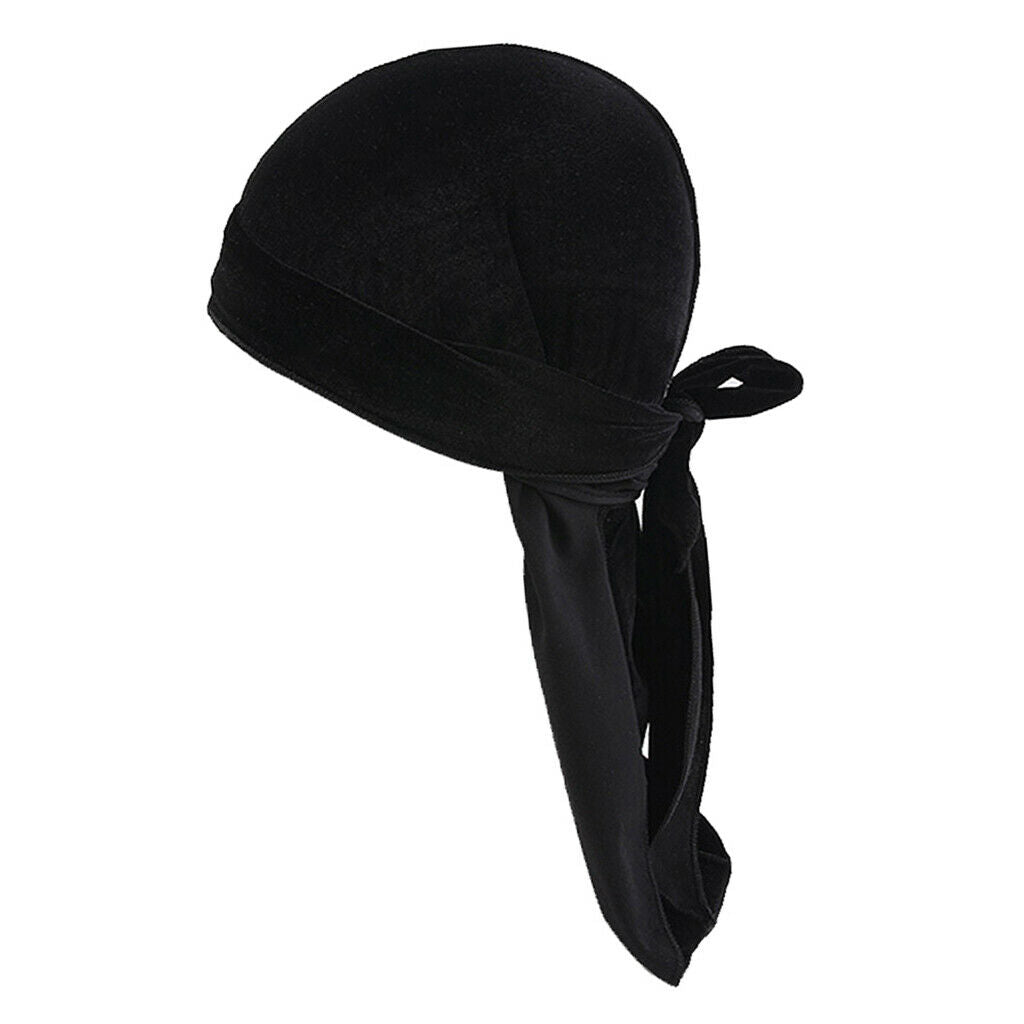 2 Pieces Mens Velvet Bandana Hat Long Tail Muslim Headwear Beanie Chemo Hats