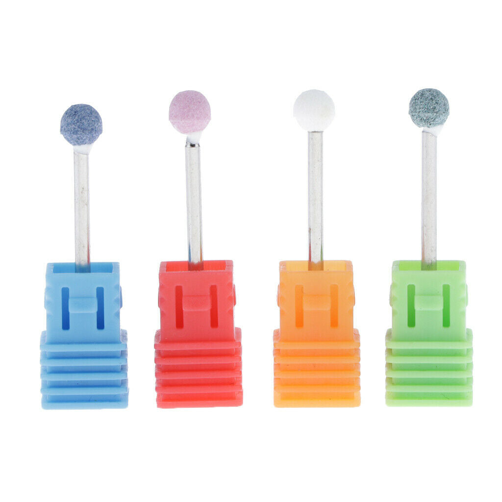 4x Nail Drill Bits Ball Head Diamond Rotary Burrs Cuticle Clean Manicure Bit