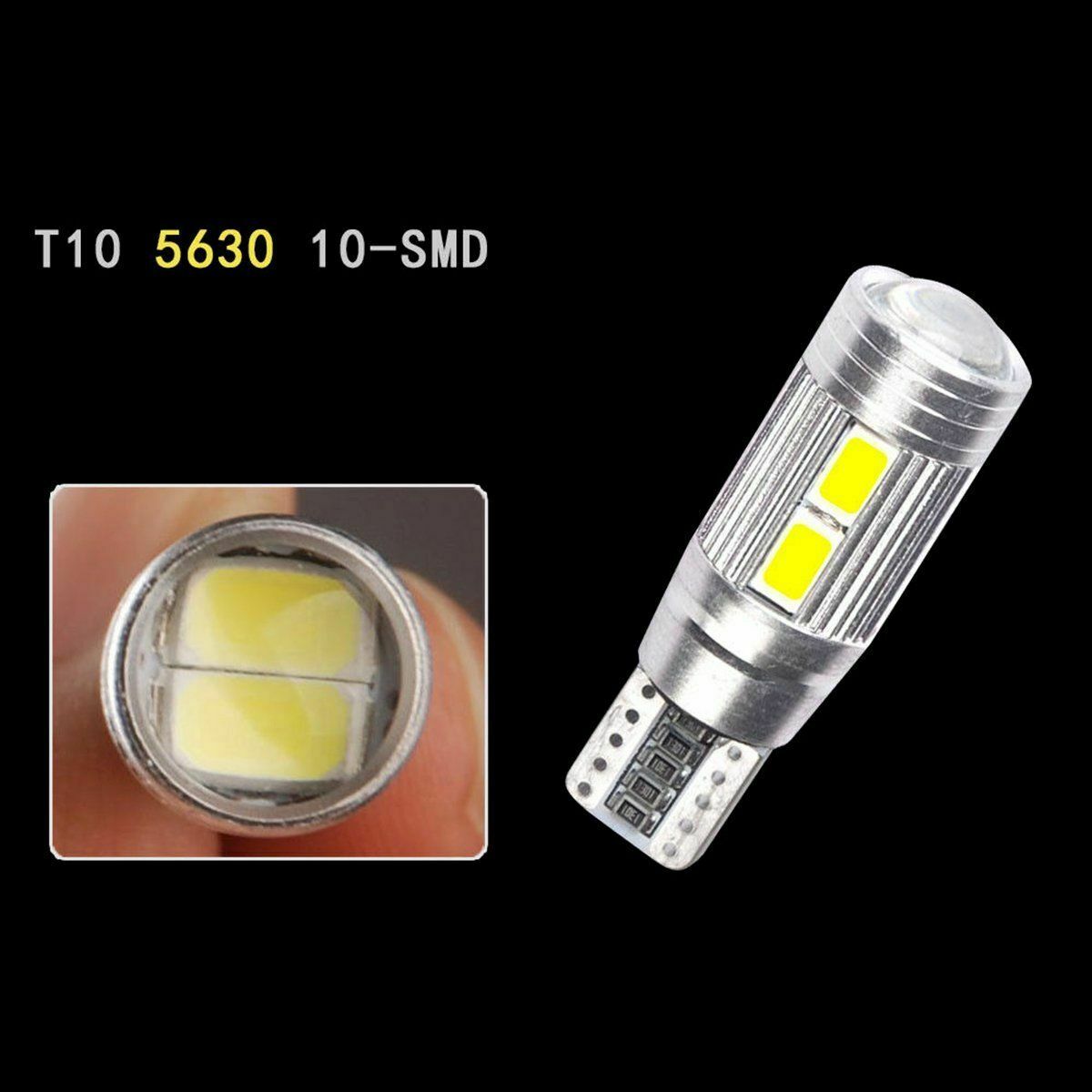 10x 6000K Bright White T10 Wedge 5630 LED Light Bulb W5W Car Side Light Bulb