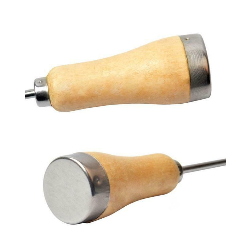 Single Fork Halberd Ice Breaker with Wooden Handle Metal Cover Stainless Steel
