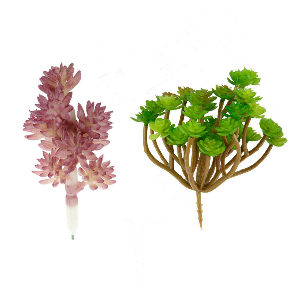 2x Artificial Succulent Flower Floral Stem Plastic