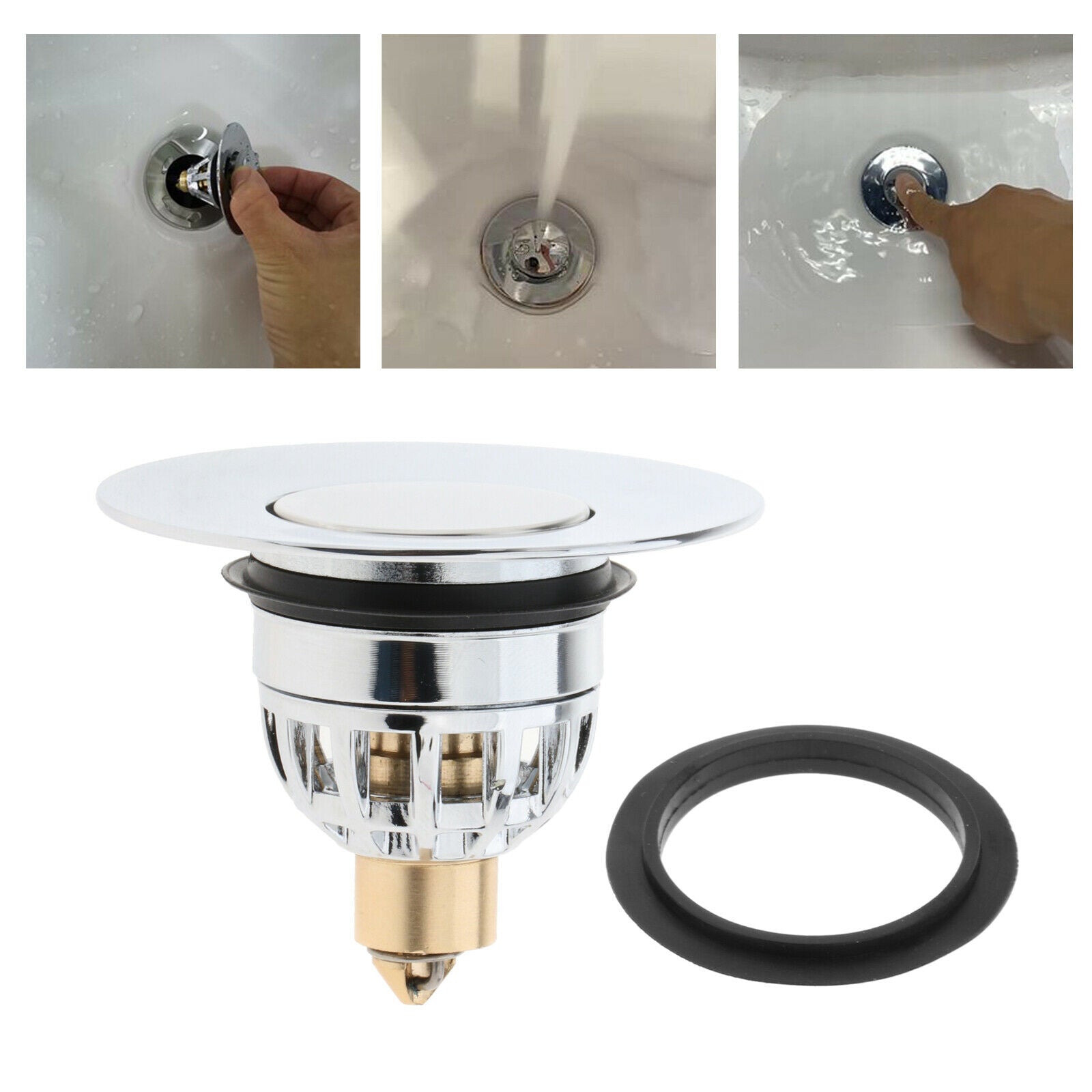 Bounce Core Push Type Bath Plug Wash Basin -up Drain Filter Stopper