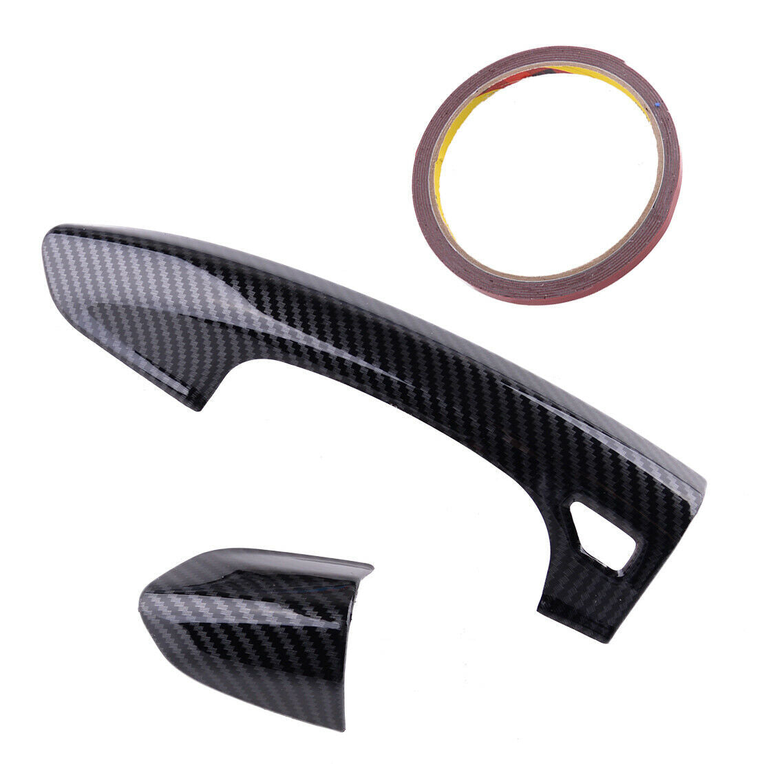 2x Carbon Fiber Style Door Handle Cover Trim Bezel Fit for Ford Mustang 2015-20