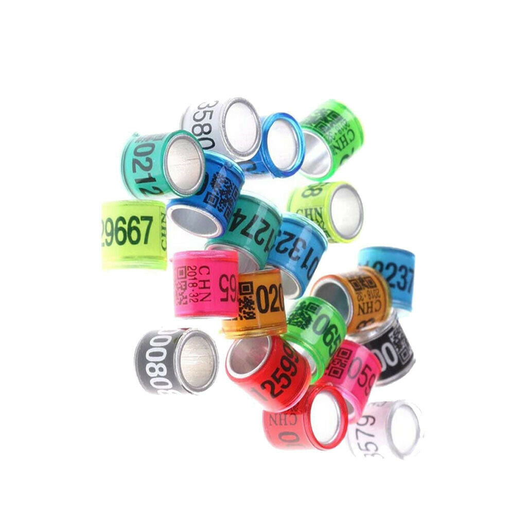 100Pcs Aluminium Dove Racing Pigeon Foot Rings 8mm for Poultry Multicolor