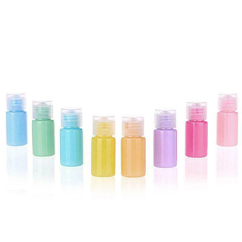 8Pcs 10ml Macaron Color Refillable Cosmetic Empty Bottles with Clear Flip Lid