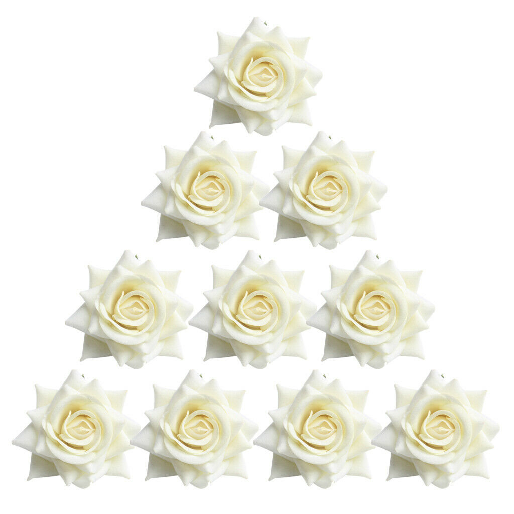 10 Pcs Velvet Arificial Flower Heads White Wedding Ceremonial Decoration