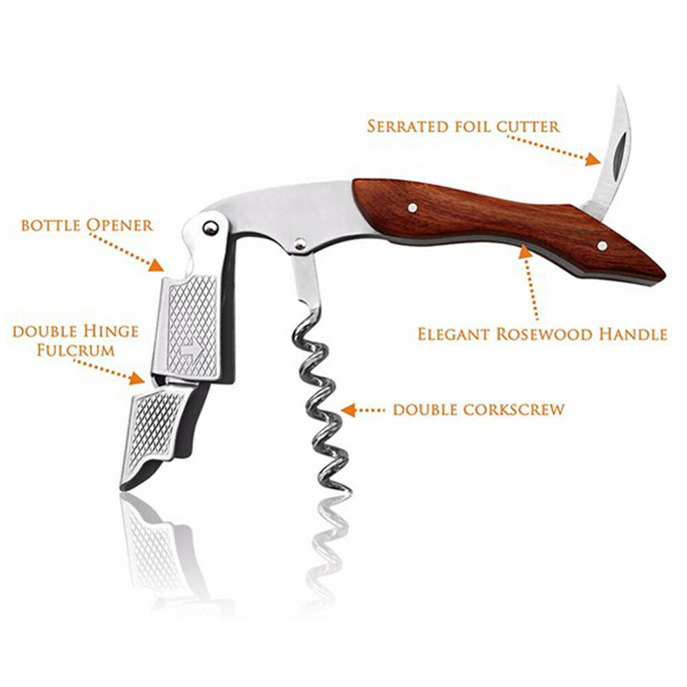 Corkscrew Wine Bottle Opener Grunwerg Double Reach Waiters Friend for Beer Wine