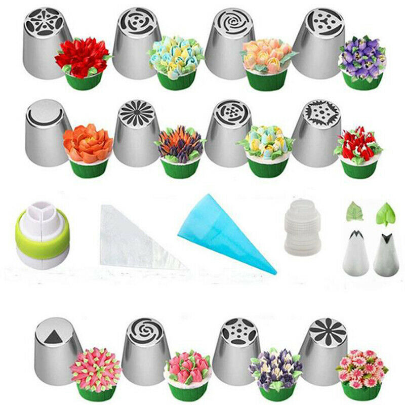 27 Pcs Set Russian Tulip Icing Piping Nozzles Leaf Pastry Cake Decorating To Fx