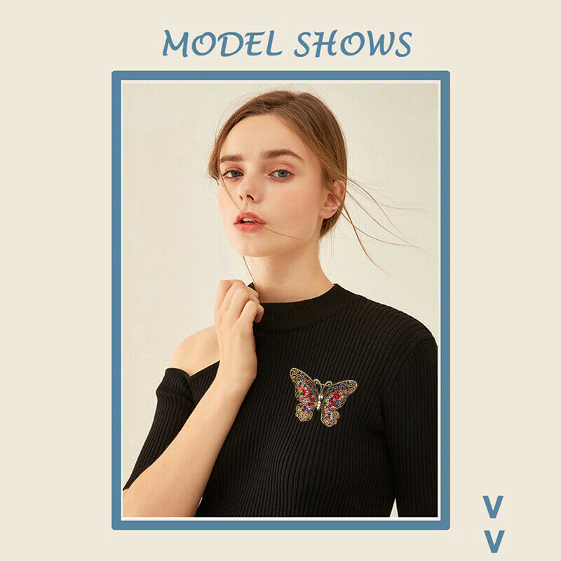 Butterfly Brooch Luxury Crystal Pin Big Brooches Banquet Clothese Accesso.l8
