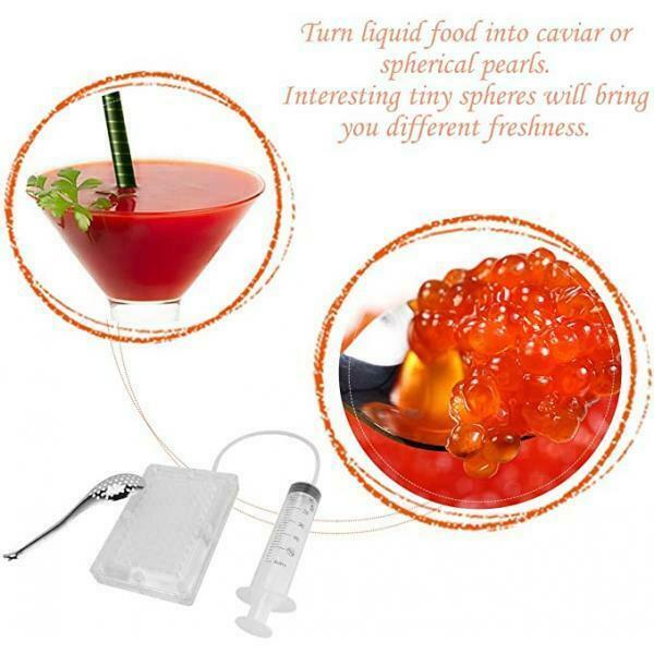 Molecular Gastronomy Caviar Maker Dispenser Strainer with Tube & Spoon Kit