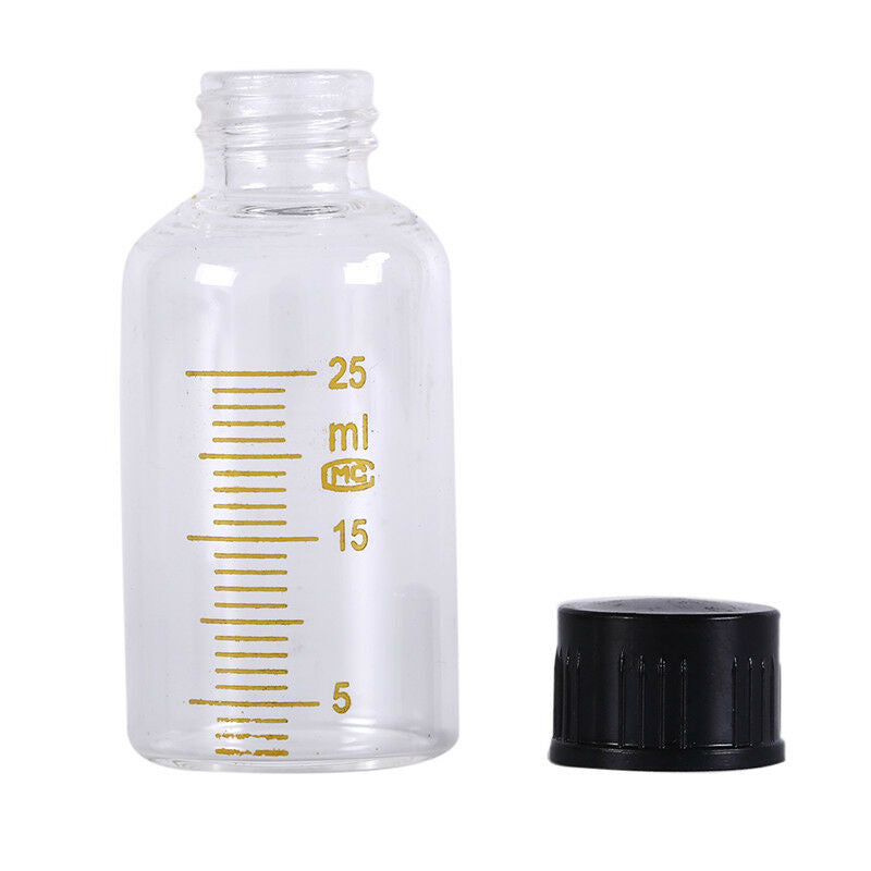1pcs 25ml Scale lab glass vials bottles clear containers with black screw .l8