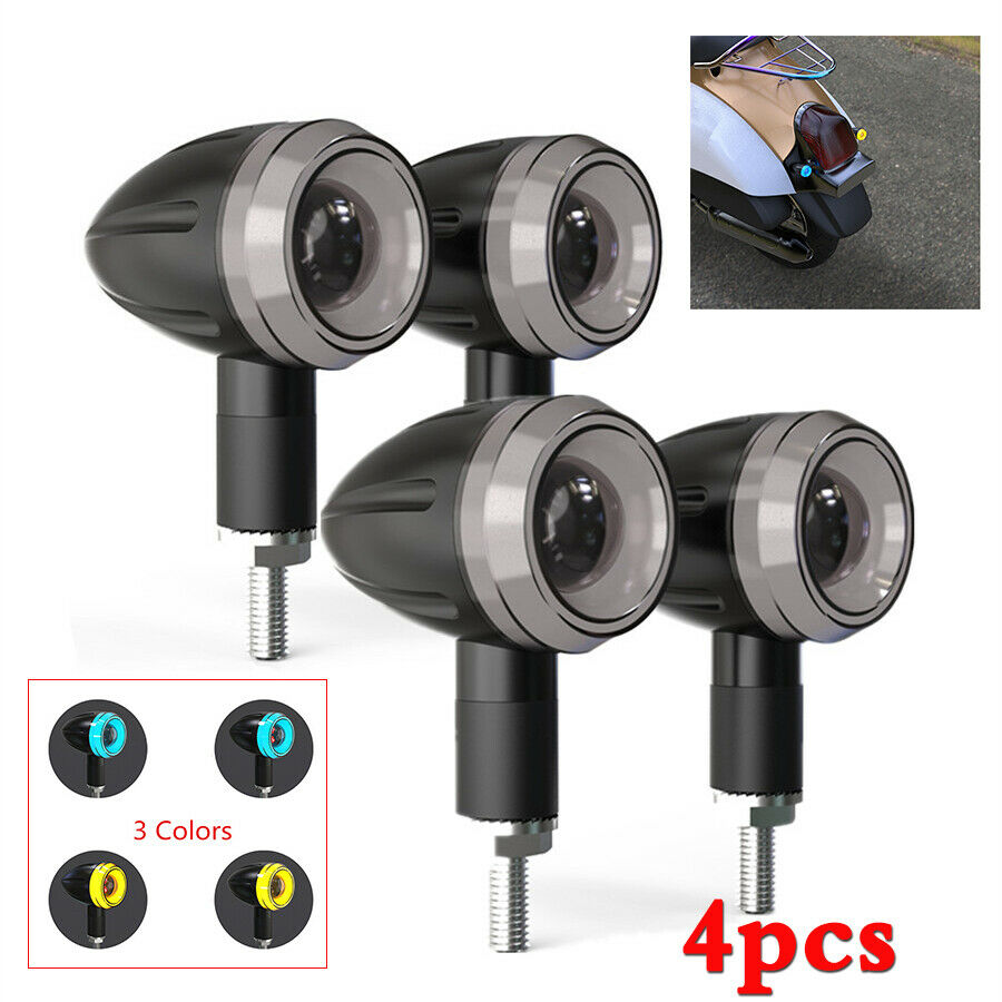 4x 12V 3 in 1 Motorcyle Turn Signal Light DRL Flashing Brake Light 3 LED Colors