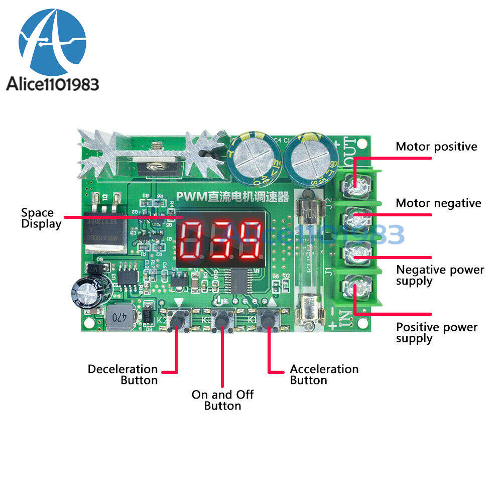 Digital Display PWM Motor Speed Controller 600W 10A Governor Regulator DC 12-60V