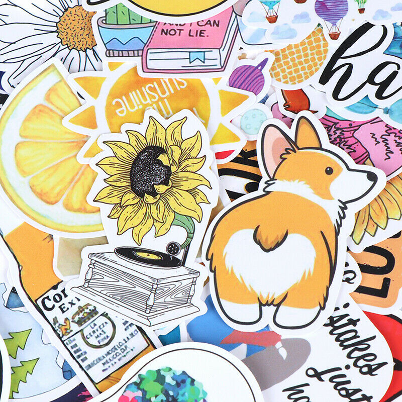 53Pcs Summer light yellow stickers DIY scrapbook suitcase laptop guitar s.l8