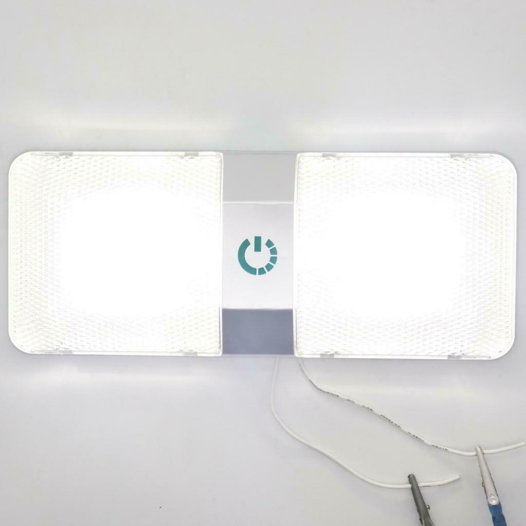 48LED Double Lamp Touch Dimmable Car Reading Light DC11-18V 6000-6500k 6W