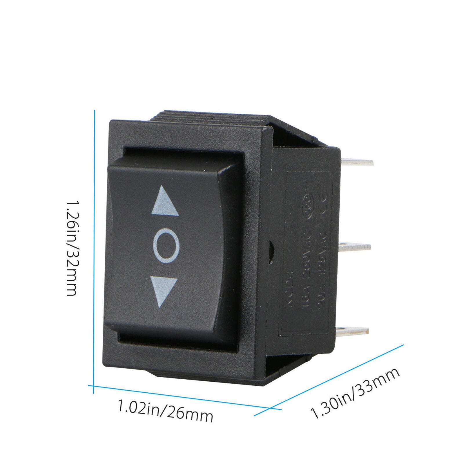 1Pcs Rocker Switch DPDT (ON)-OFF-(ON) 6 PIN 15A/250VAC 20A/125VAC
