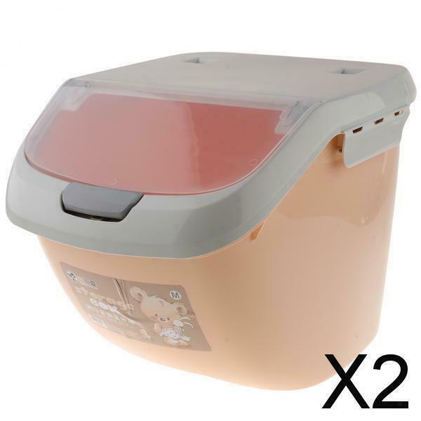 2X Food Storage Container Cat/Dog Food Storage Box Bean Rice Dispenser Orange