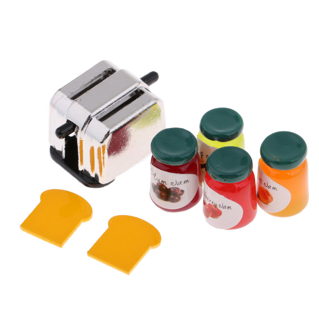 1/12 Scale Bread Maker Jam Bottle And Bread Cooking Set