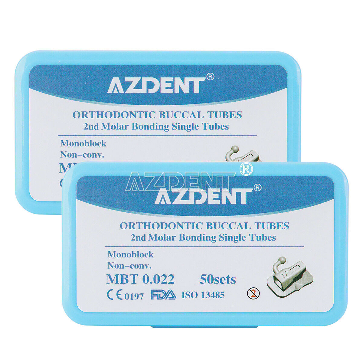 200pcs AZDENT Dental Orthodontic 2nd Molar Bondable Non-Conv Buccal Tube MBT 022