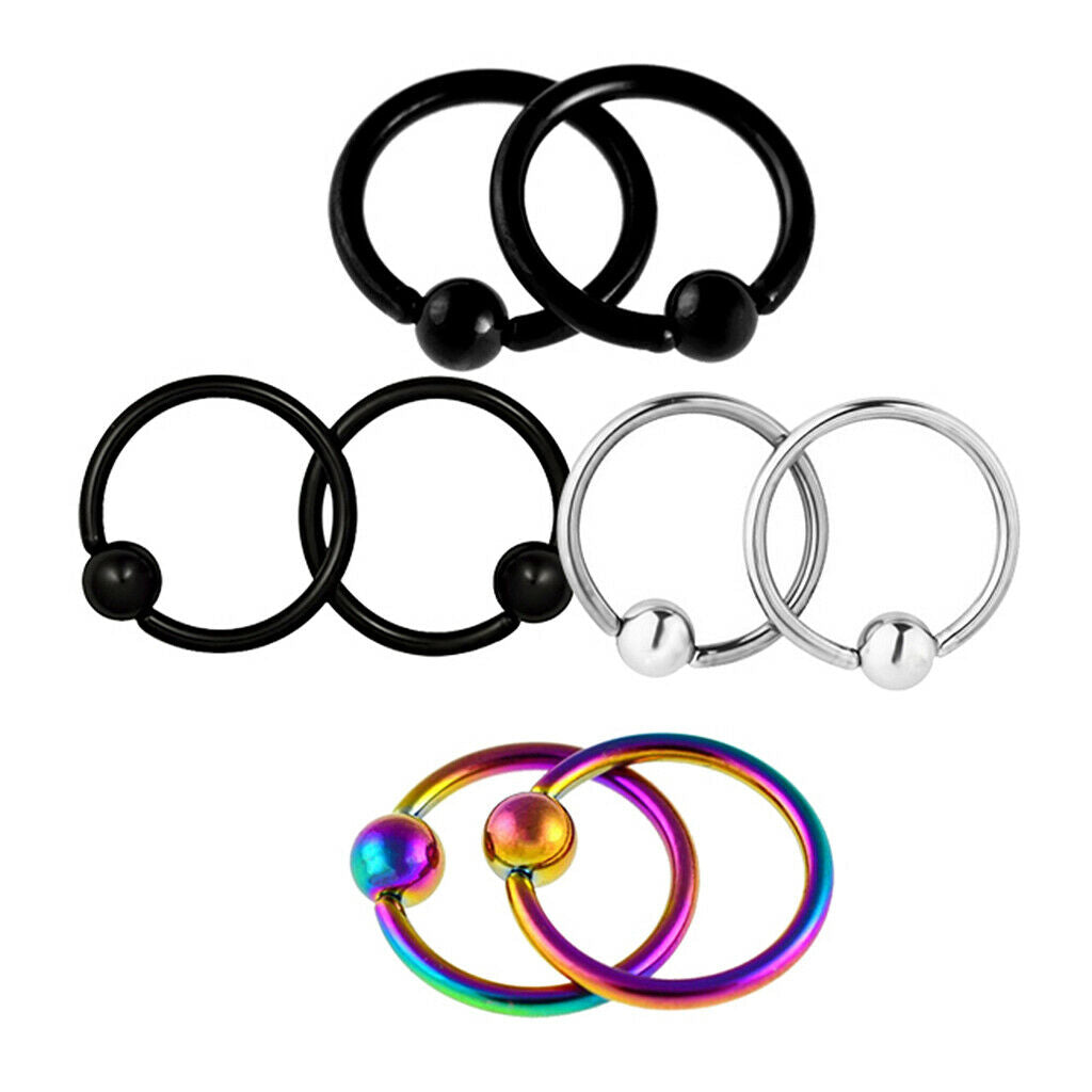 4 Pairs Captive Bead Closure 16g Nose Ear Helix Tragus Lip Ring Jewelry