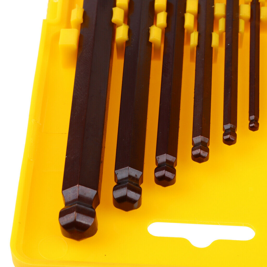 9 Piece Metric Hex Key Allen Wrench Long Short Arm XL Arm Ball End Black