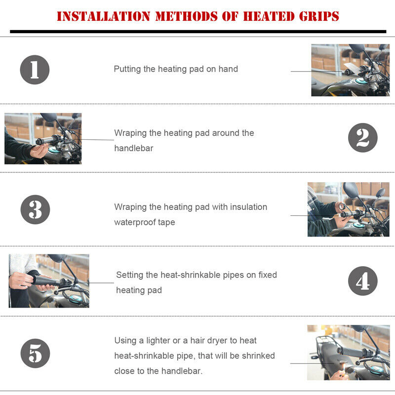 Upgrade 12V Motorcycle Scooter Heated Hand Grips Pad Handlebar Heater Warm Cover