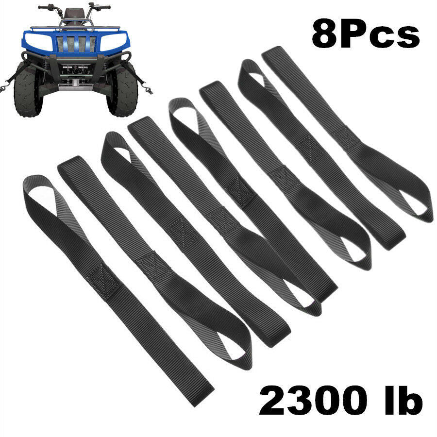 8 Pcs Heavy Duty Tie Down Straps Nylon Soft Loops For ATV 2300 lb Load Capacity
