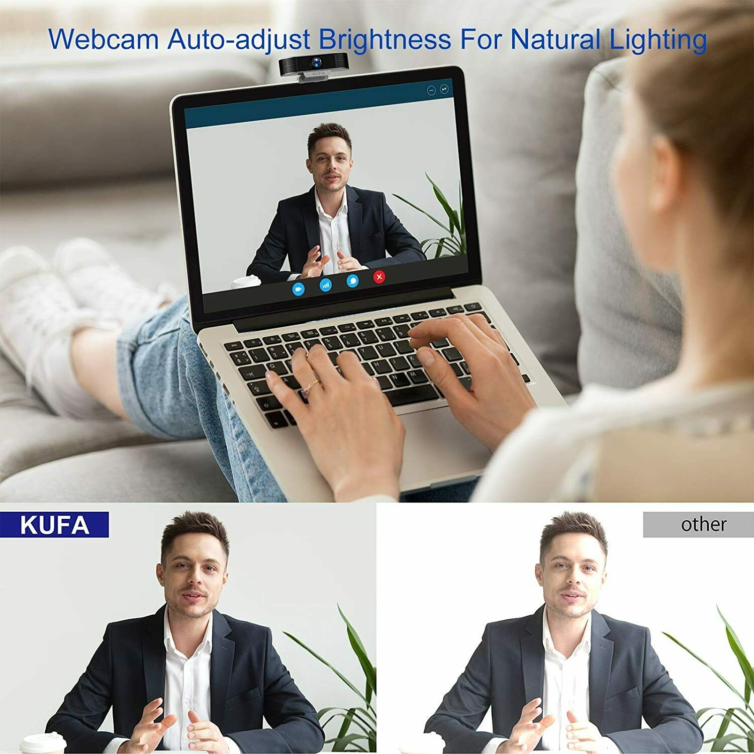 Webcam with Microphone, 1080P HD USB Pc Computer Cameras with Tripod, Web Camera
