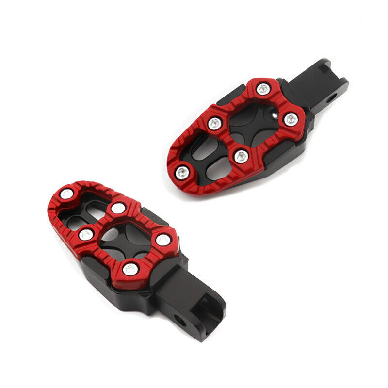 2PCS Motorcycle Bike Pedal Non-slip Backfoot Foot Peg Red Belt Spring 8MM Black