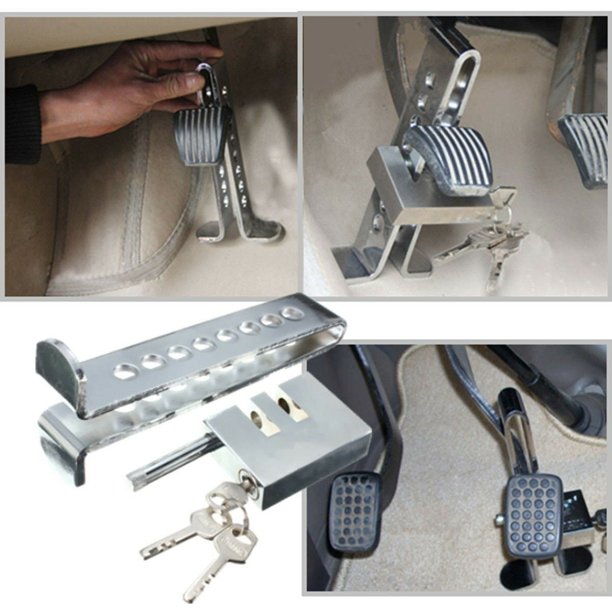 Anti-Theft Device StainlessSteel Clutch Lock Car Brake Strong Security Lock Tool