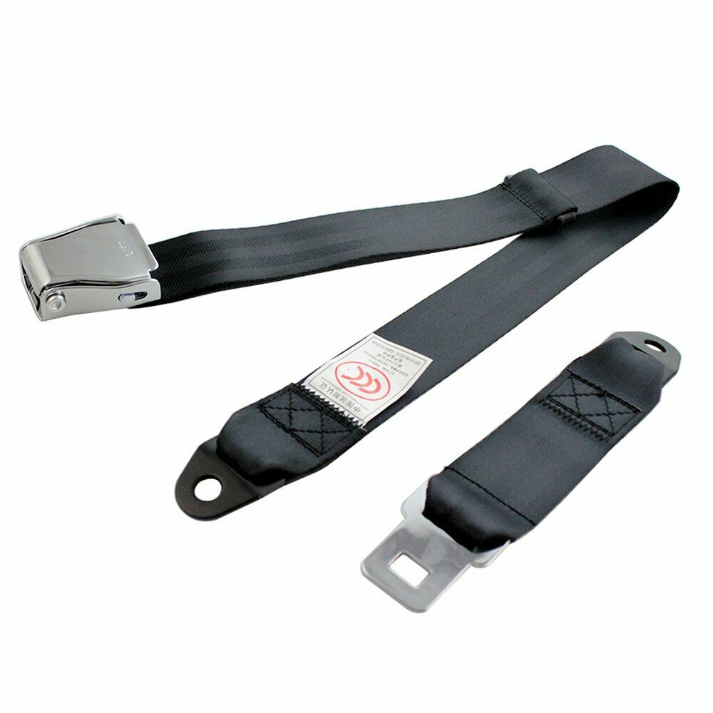 1X Black 2 Point Fixed Airplane Adjustable Safety Seat Belt Auto Car Universal