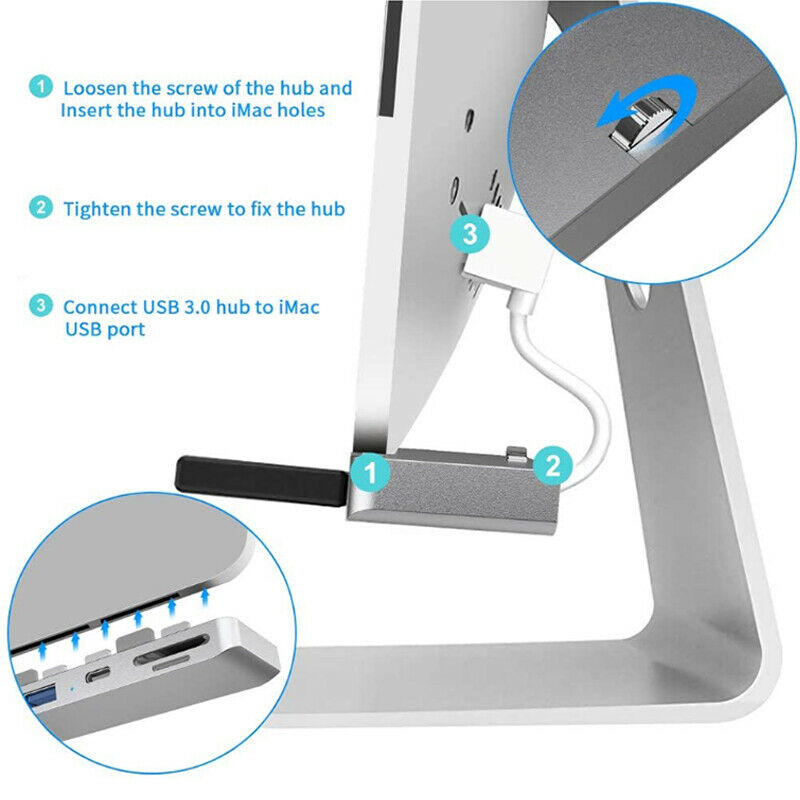Rocketek Aluminum Alloy USB 3.0 Hub 3 Port Adapter Splitter with SD/TF Card ReZ7